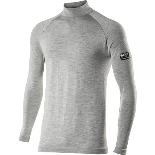 Merino Wool long-sleeve mock turtleneck jersey